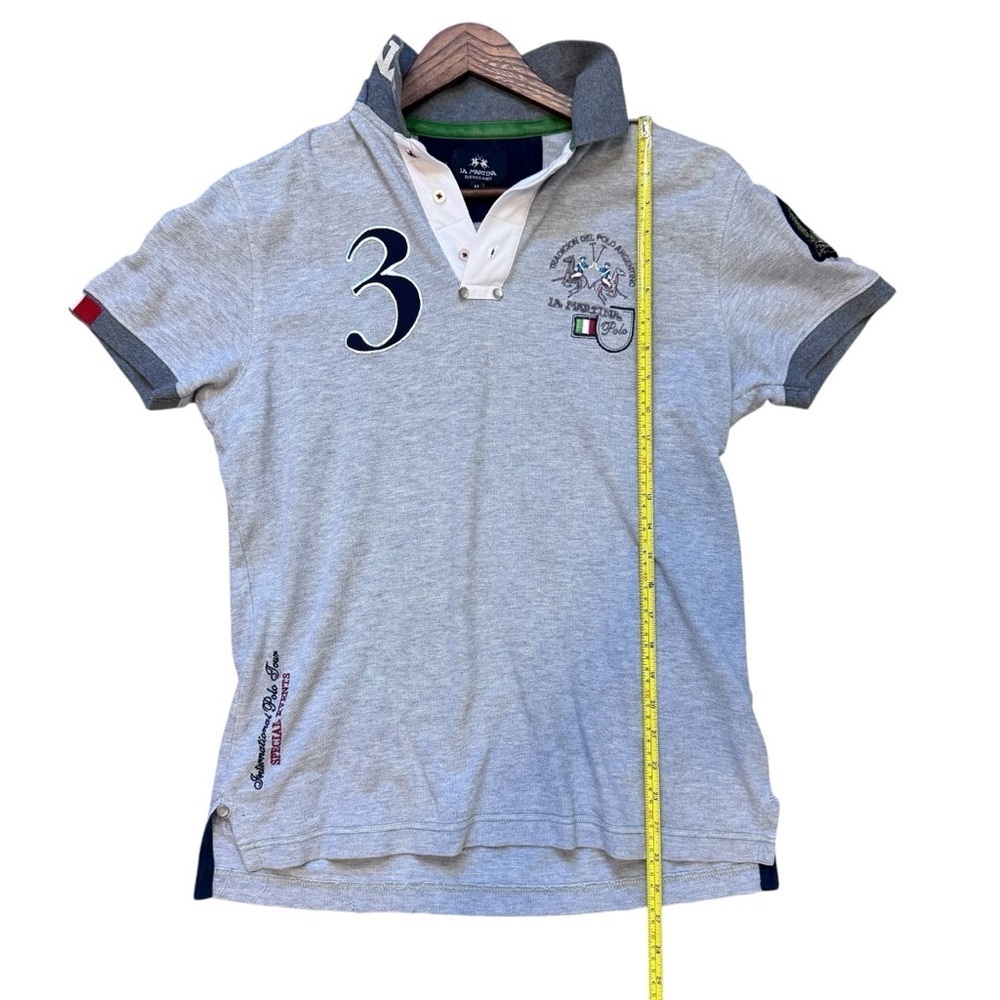 Vintage La Martina Italia Buenos Aires Grey Slim Fit Polo Shirt - Picture 11 of 15